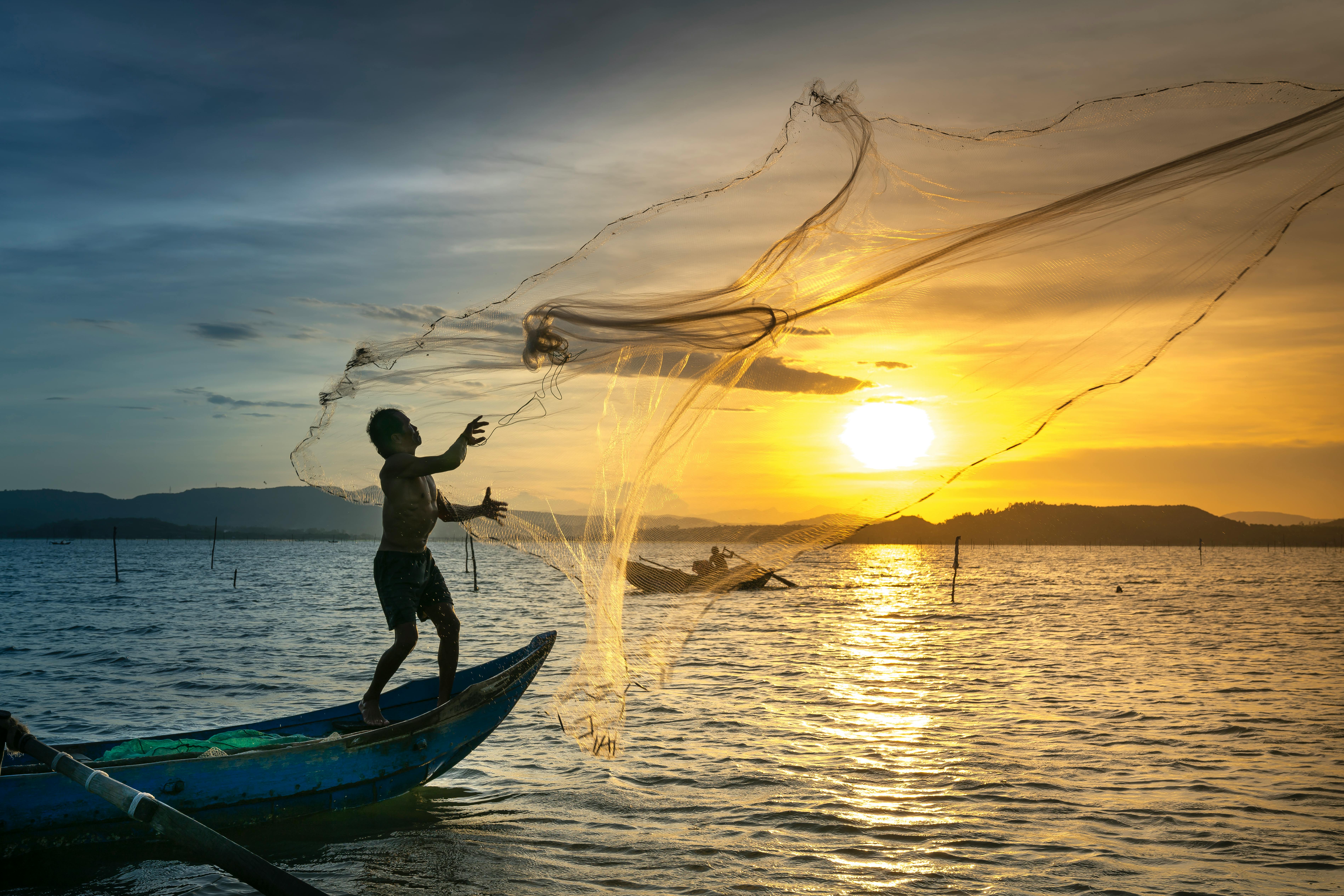 Fishing Net at Sunset